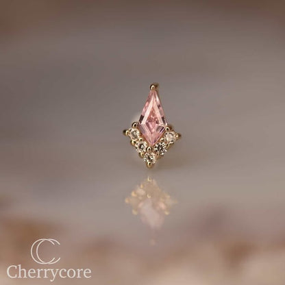 14k- Aurora Point- Pink CZ -Threadless attachment