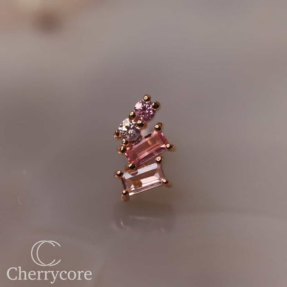 14k- Isaria - Pink CZ -Threadless attachment