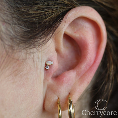 Genuine Opal & Diamond Duo - Threadless Attachment