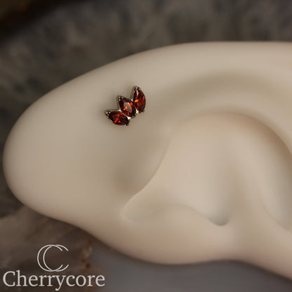 Mini Marquise Fan -Garnet CZ - Titanium Threaded Attachment