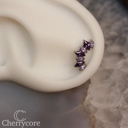 Alternating Marquise Amethyst & Lavender CZ Arc- Threaded attachment