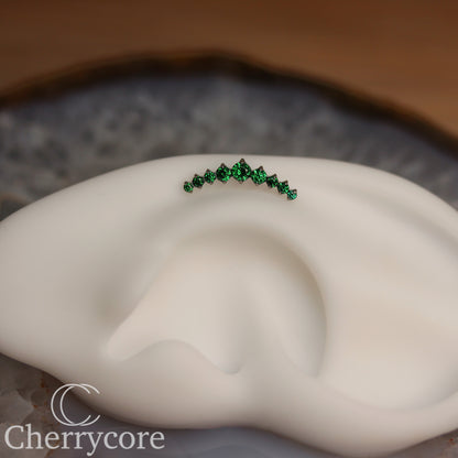 Prong Set Emerald CZ 9 Gem Arc- Threaded attachment