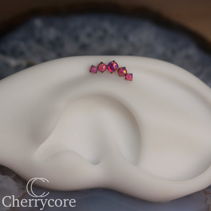 Prong Set Bubblegum Opal Arc-  Titanium Threaded attachment