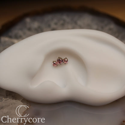 Prong Set Pink Cz Mini Arc -  Titanium Threaded attachment