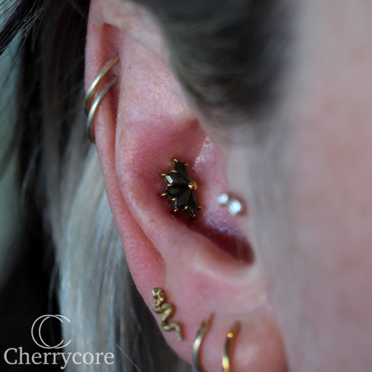 Kite Fan- Titanium-Black CZ- Threaded attachment