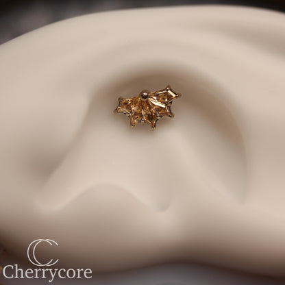 Kite Fan- Titanium-Champange CZ- Threaded attachment