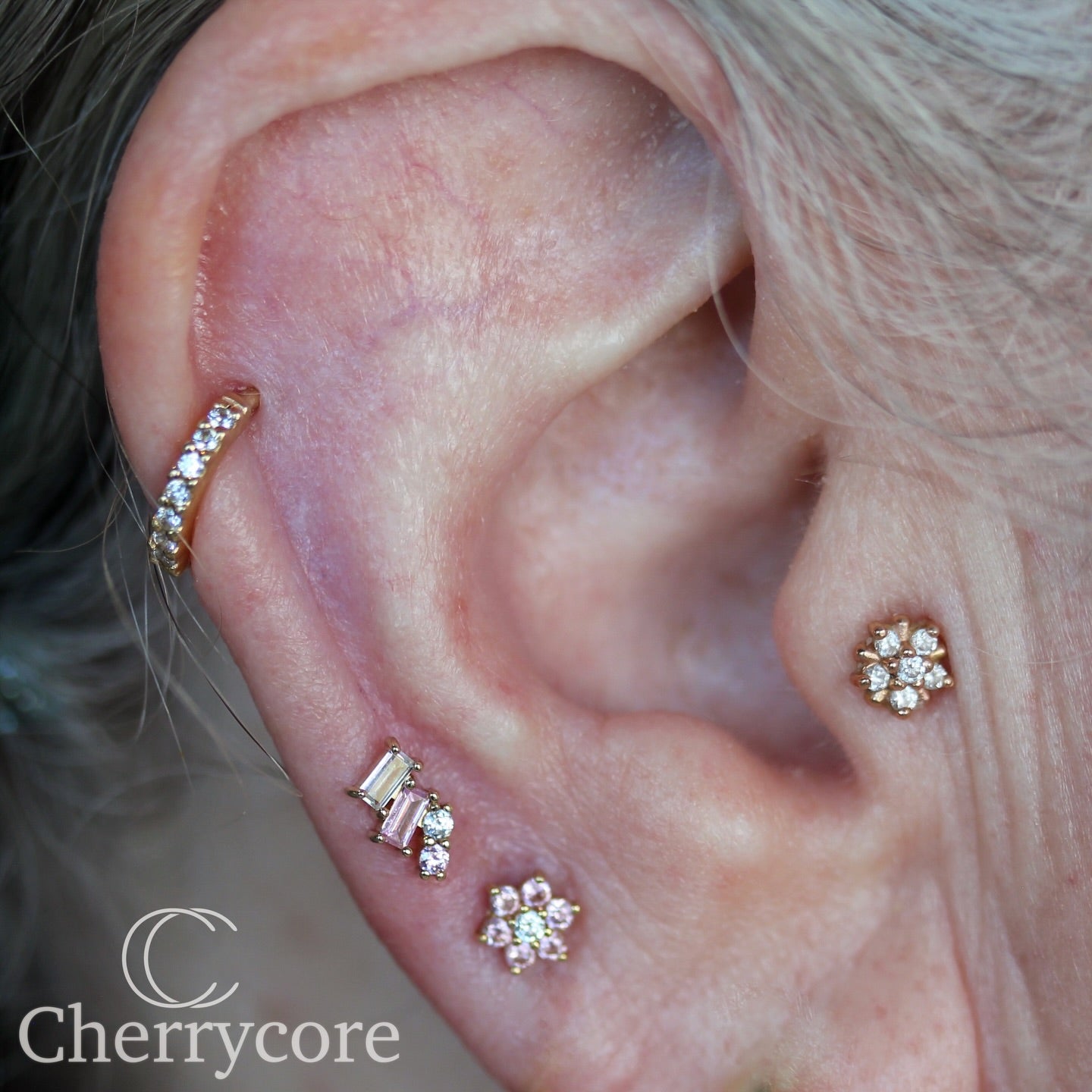 14k- Isaria - Pink CZ -Threadless attachment