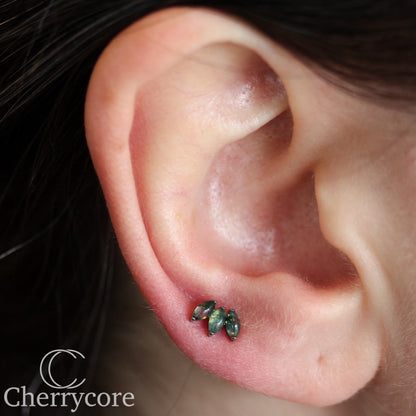 Mini Marquise Fan -Moss Agate - Titanium Threaded Attachment