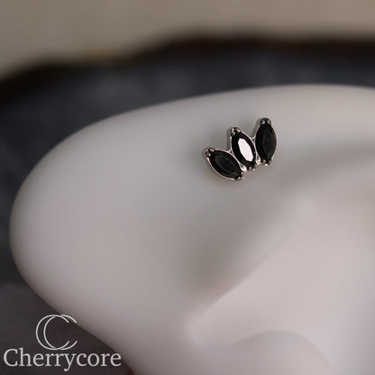 Mini Marquise Fan -Black CZ  - Titanium Threaded Attachment