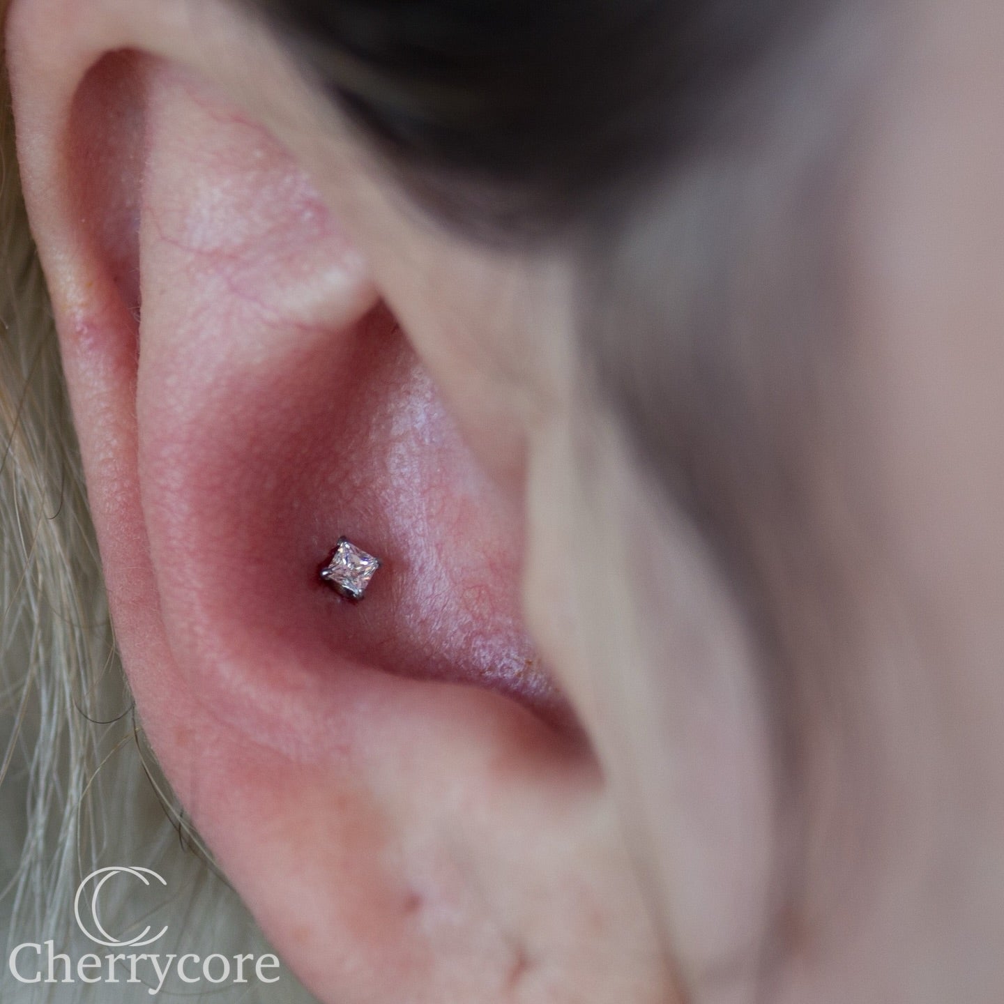 Titanium Princess Cut Gem Threadless Attachment
