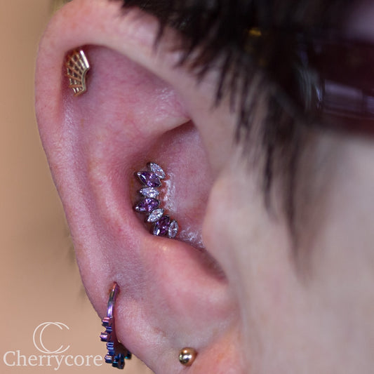 Alternating Marquise Amethyst & Lavender CZ Arc- Threaded attachment