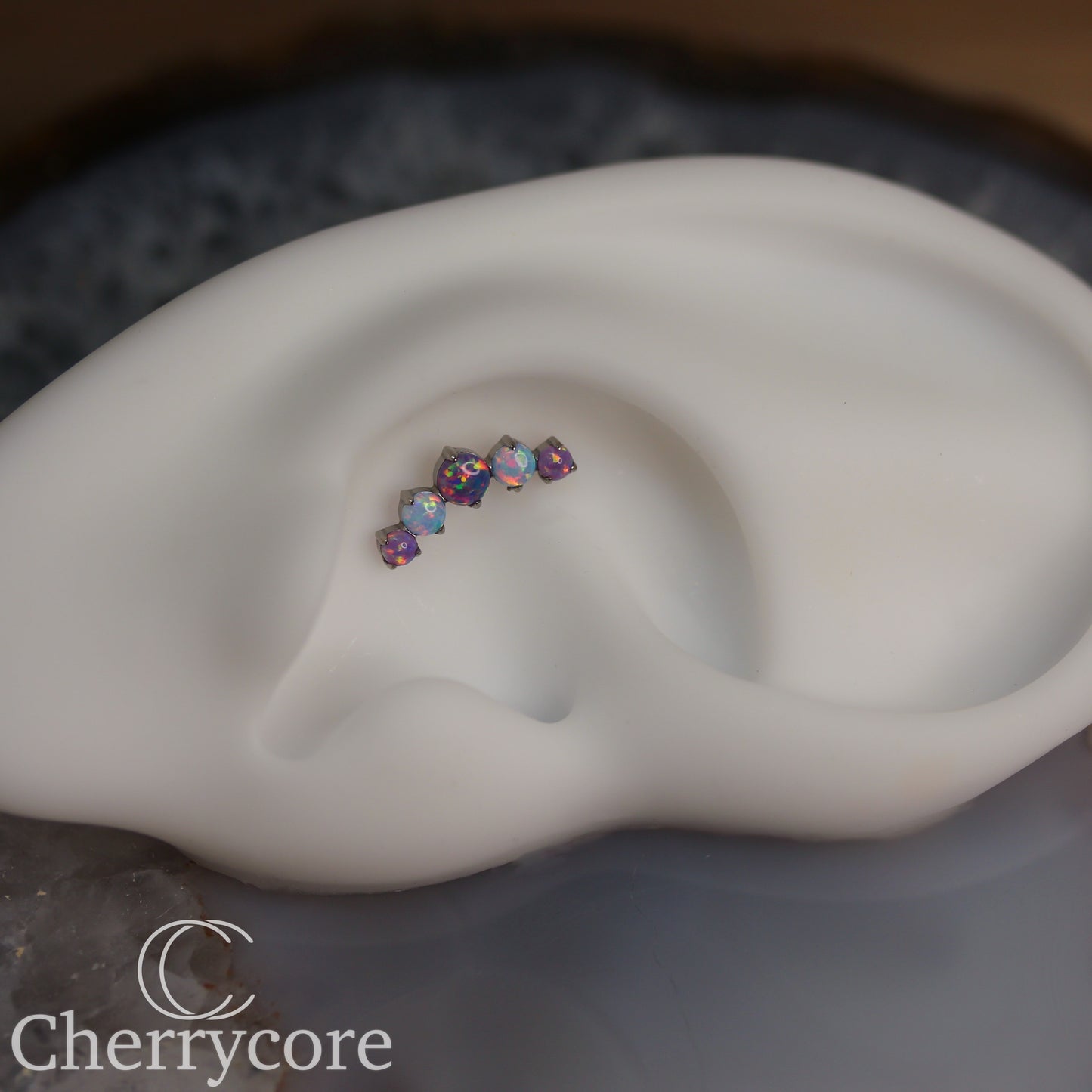 Prong Set Lilac & Lavender Opal Arc -  Titanium Threaded attachment