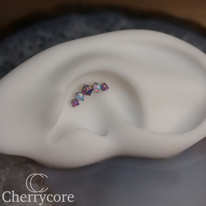 Prong Set Lilac & Lavender Opal Arc -  Titanium Threaded attachment