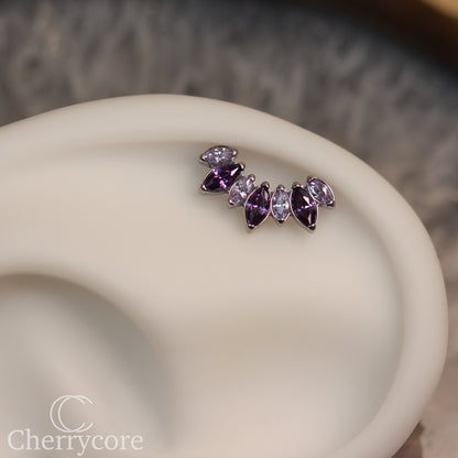 Alternating Marquise Amethyst & Lavender CZ Arc- Threaded attachment