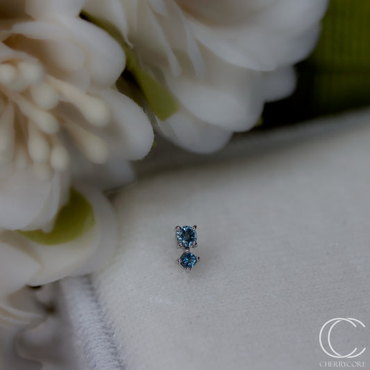 Bebe - Genuine London Blue Topaz- 14k White  Gold Threadless Attachment