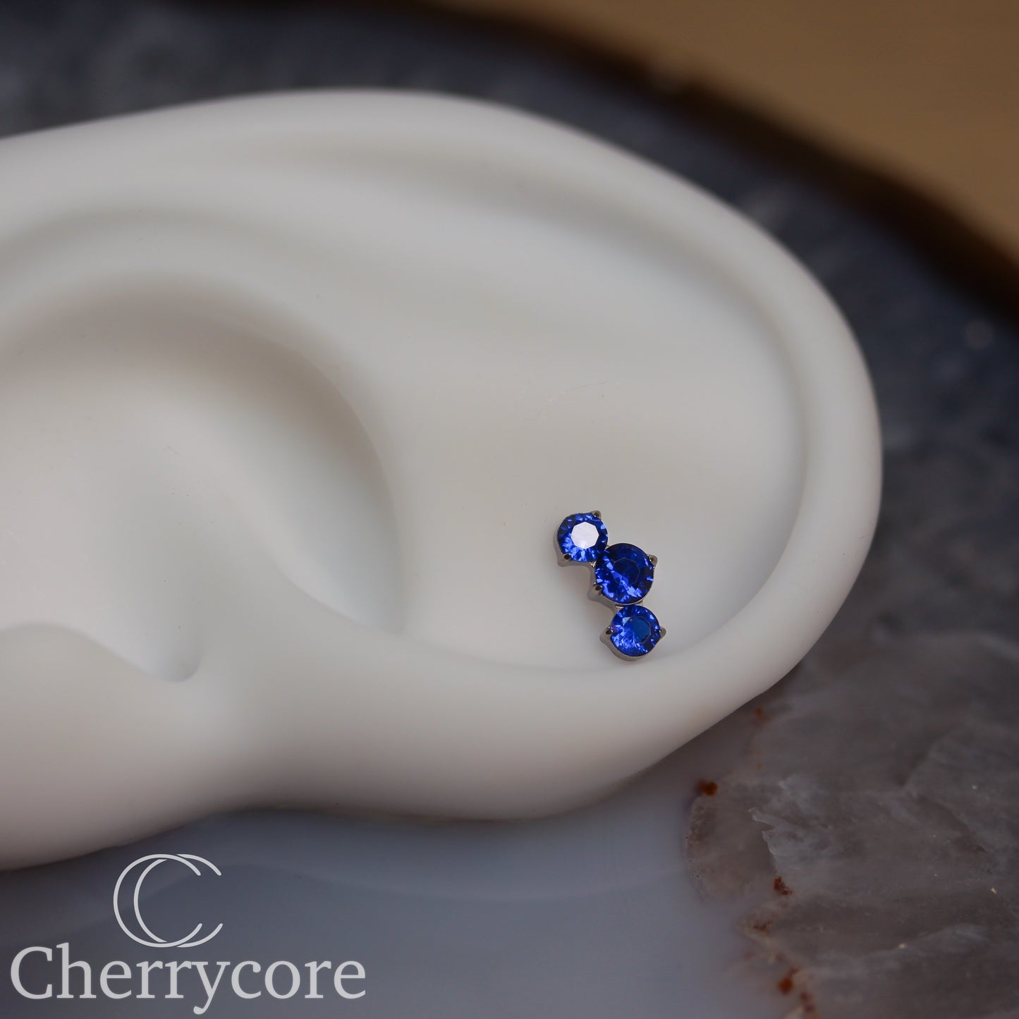 Prong Set Sapphire Cz Mini Arc -  Titanium Threaded attachment