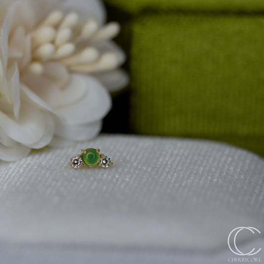 Croissant -Genuine Chrysoprase and CZ- Threadless attachment