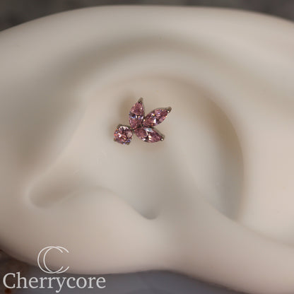 Petal - Pink CZ- Titanium Threaded attachment
