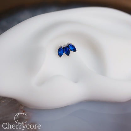 Mini Marquise Fan Sapphire CZ - Titanium Threaded Attachment