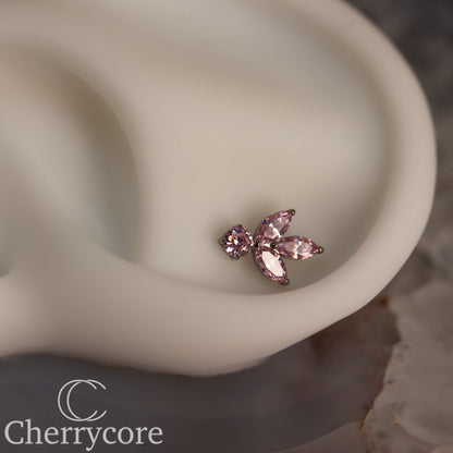 Petal - Pink CZ- Titanium Threaded attachment