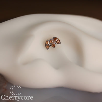Mini Marquise Fan Champagne CZ - Titanium Threaded Attachment