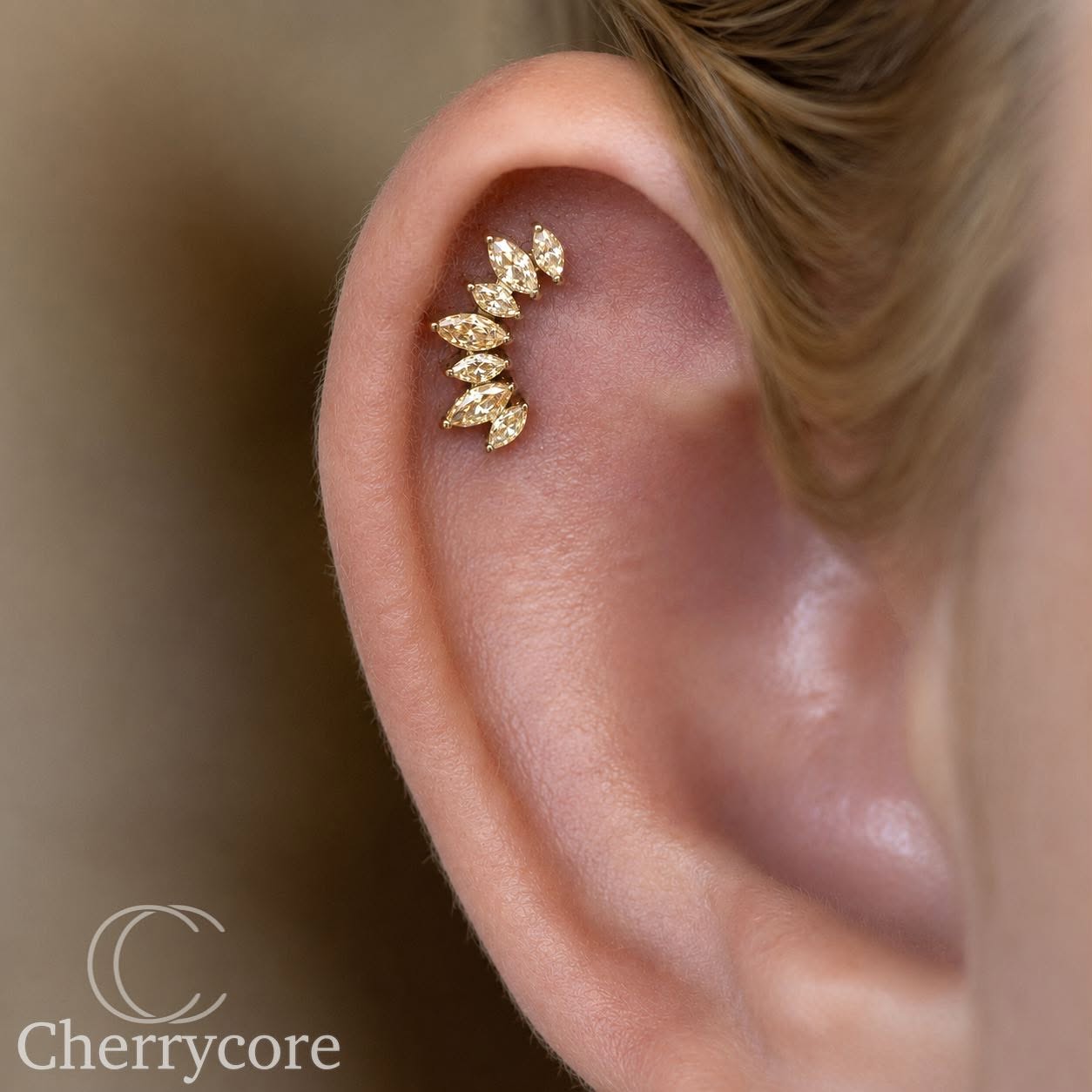 Alternating Marquise Arc -Champange CZ- Threaded attachment