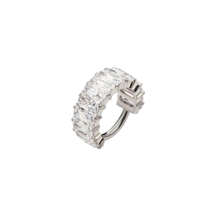 Titanium Baguette Cut Gem Channel Hinge Ring
