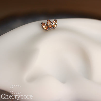 Mini Marquise Fan Champagne CZ - Titanium Threaded Attachment