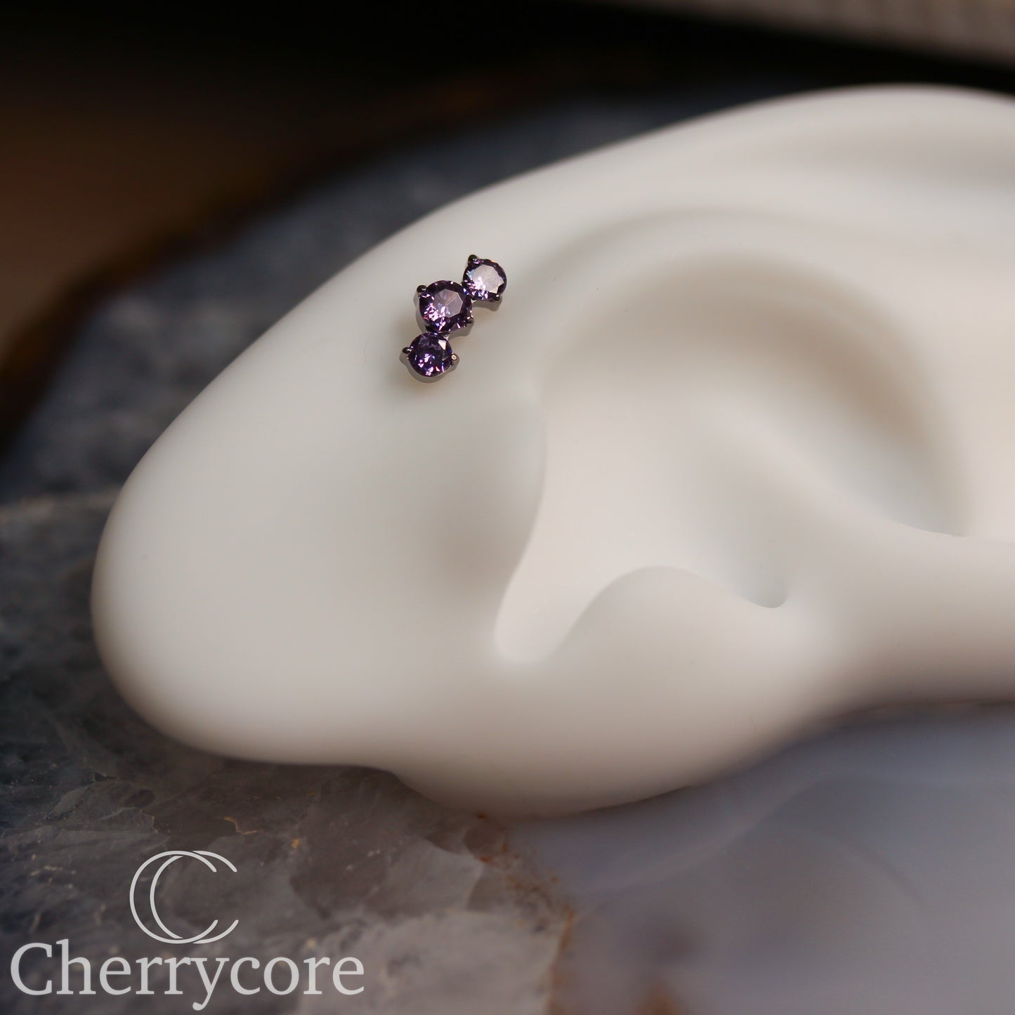 Prong Set Amethyst CZ Mini Arc-  Titanium Threaded attachment