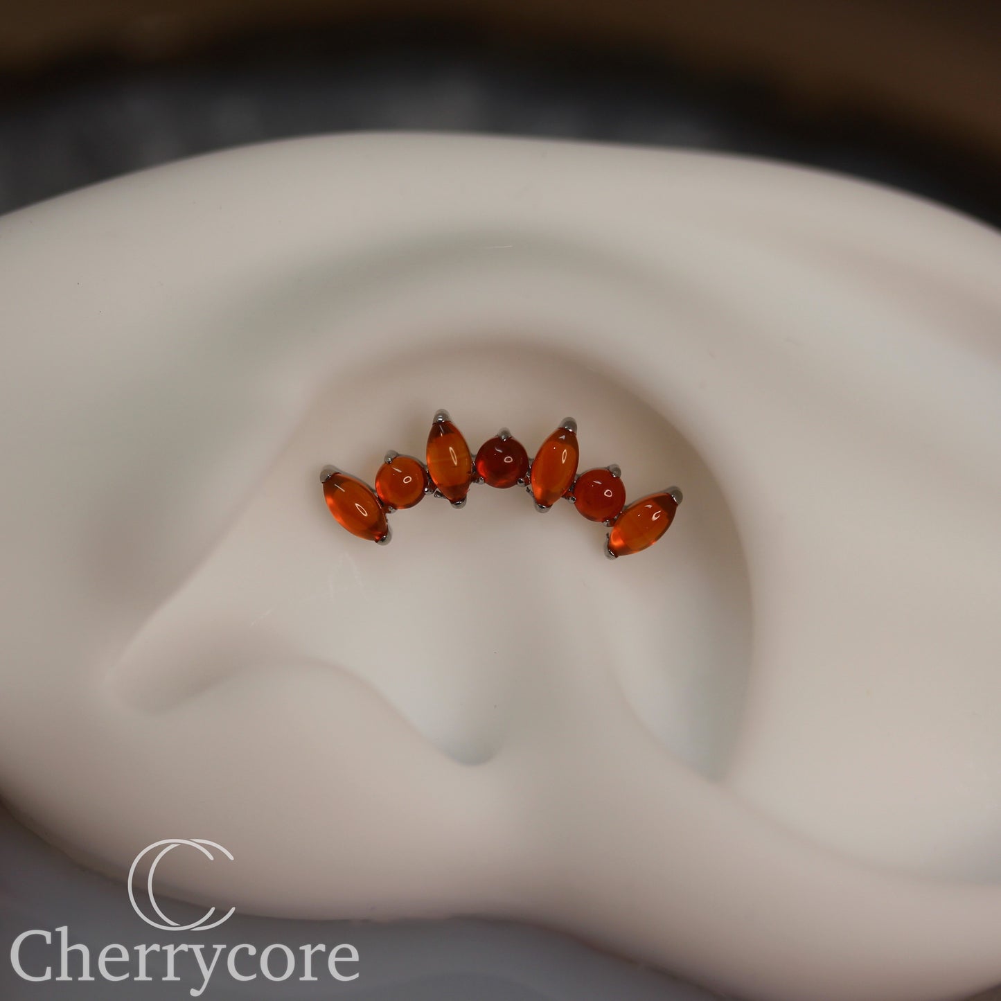 Natural Red Onyx  Marquise Arc- Threaded attachment