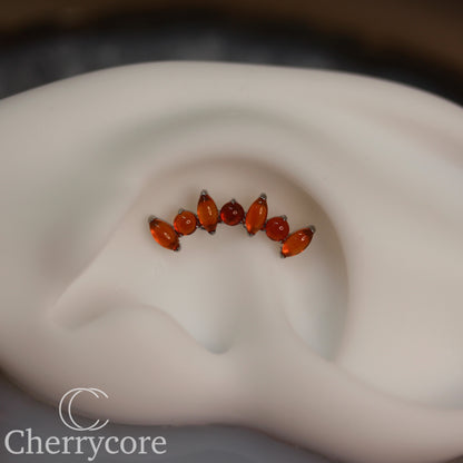 Natural Red Onyx  Marquise Arc- Threaded attachment