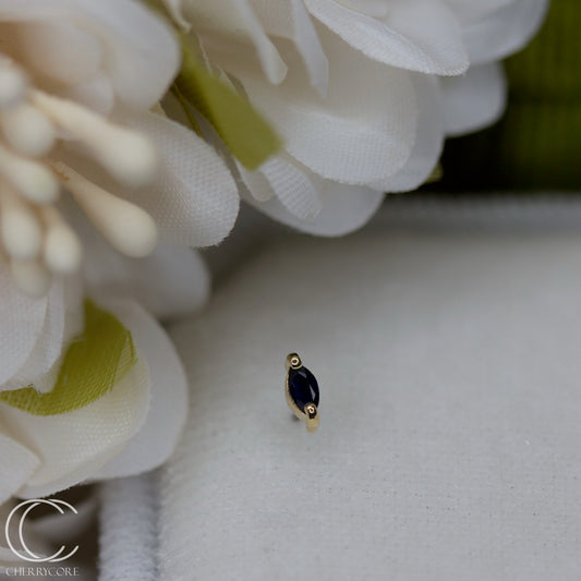 14k Genuine Blue Sapphire Marquise -Threadless Attachment