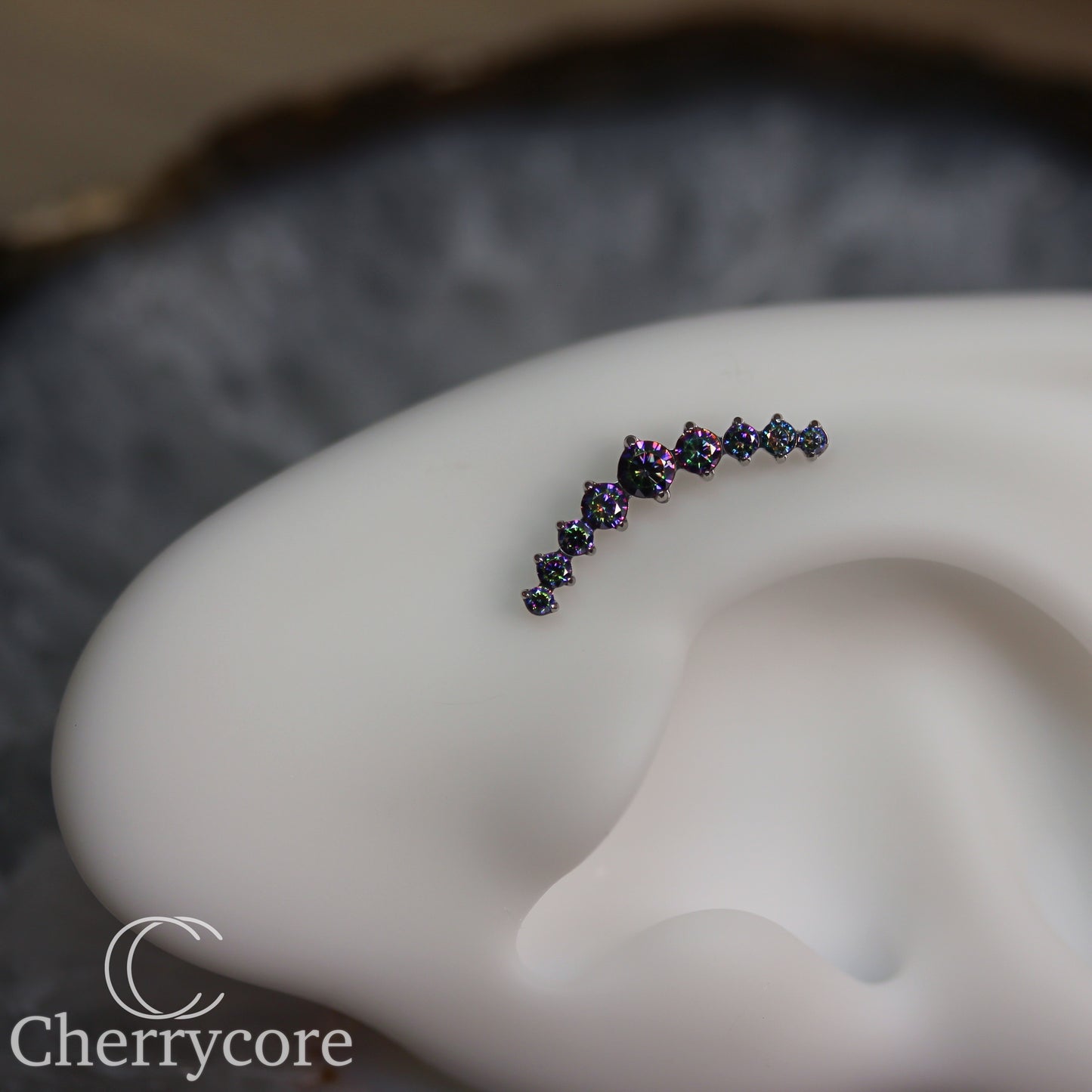 Prong Set Paradise Shine CZ 9 Gem Arc- Threaded attachment