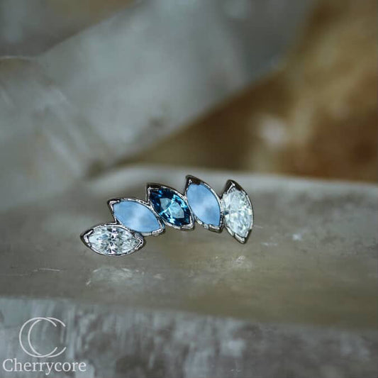 FanFare- 18kt Gold- London Blue and Perwinkle ( Sandblased ) CZ- Threadless Attachment (Copy)