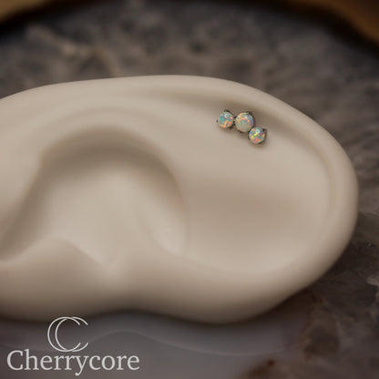 Prong Set White Opal Mini Arc -  Titanium Threaded attachment