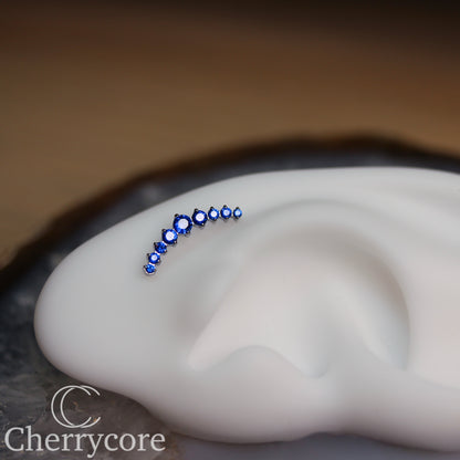 Prong Set Sapphire CZ 9 Gem Arc- Threaded attachment