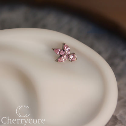 Petal - Pink CZ- Titanium Threaded attachment