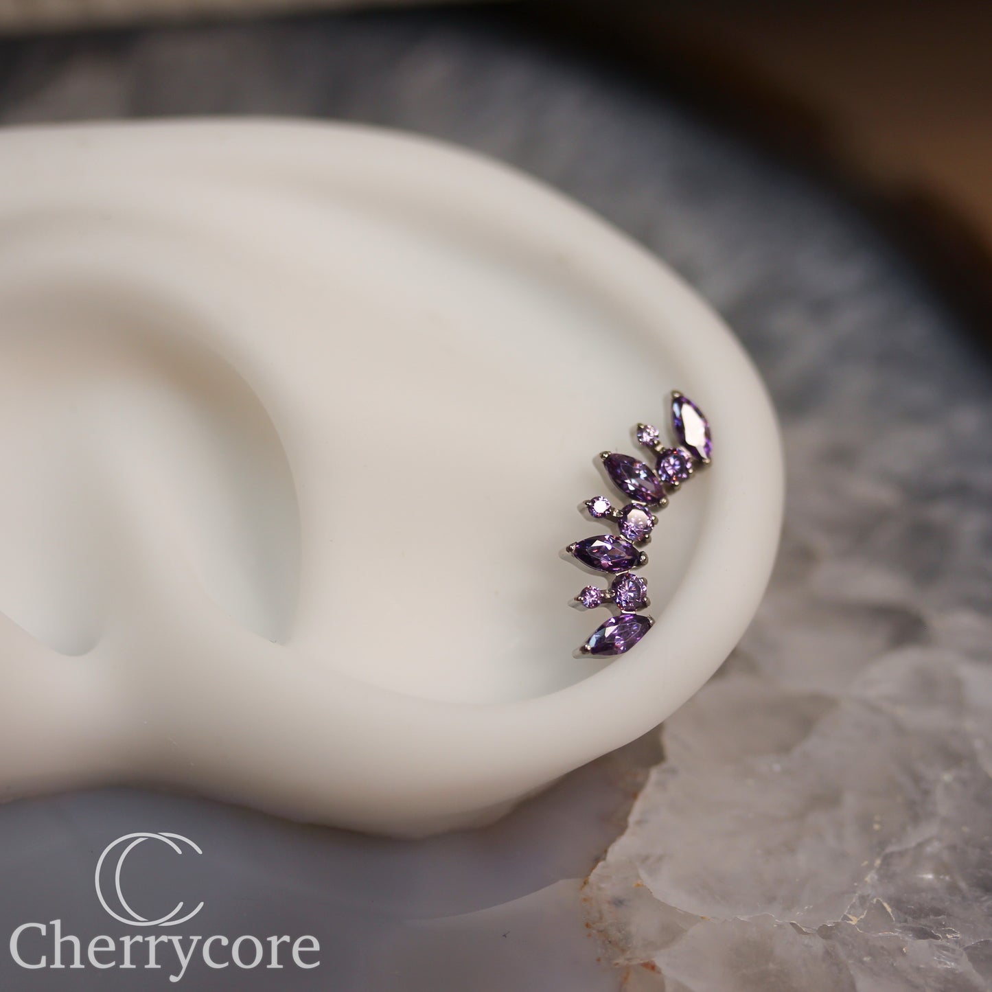 Alternating Marquise & Brilliant Cut Arc  - Amtheyts -CZ- Threaded attachment