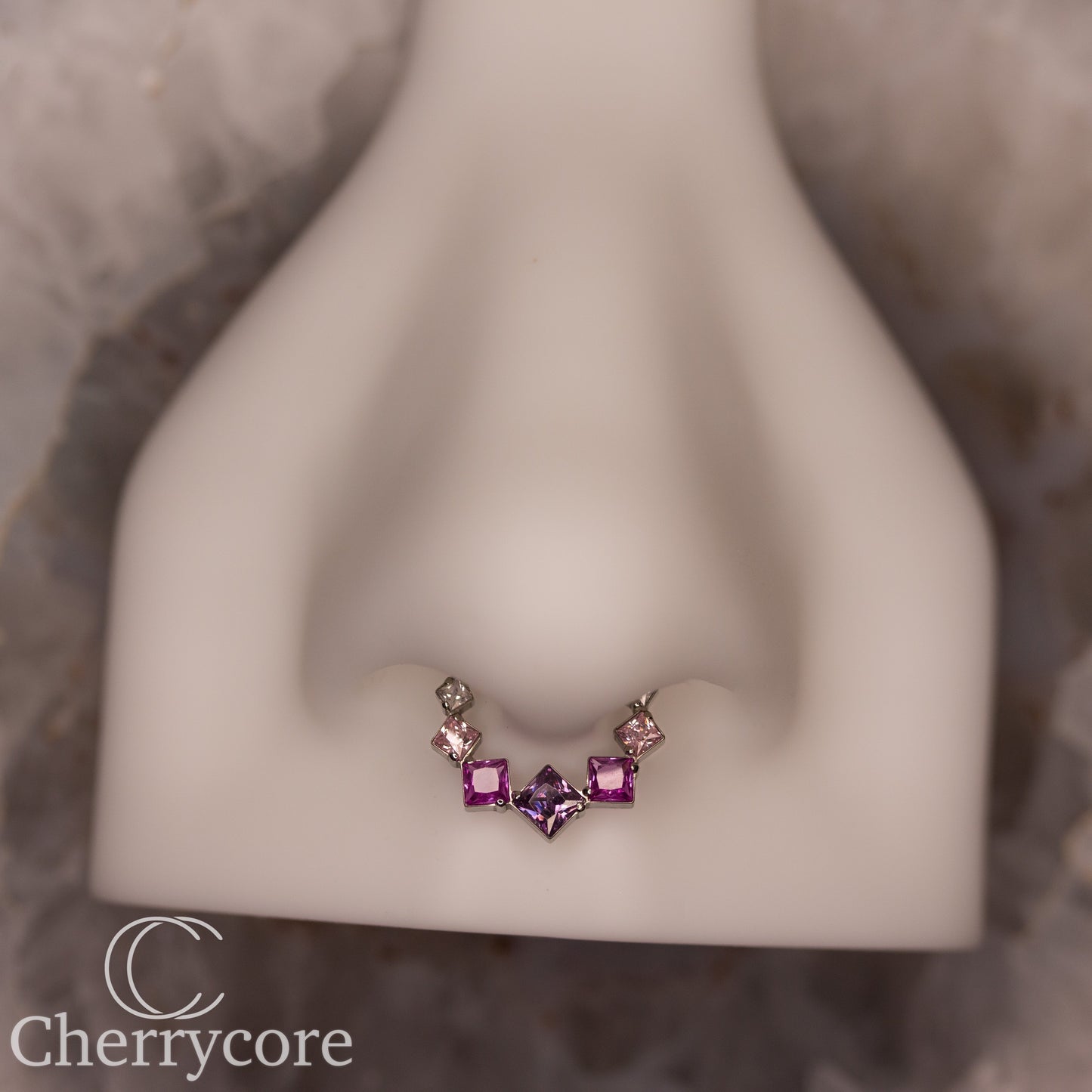 Titanium Pink & Purple Ombre Princess Cut Gem Hinge Ring