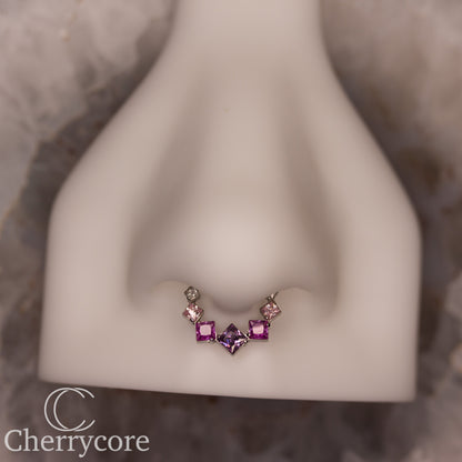 Titanium Pink & Purple Ombre Princess Cut Gem Hinge Ring