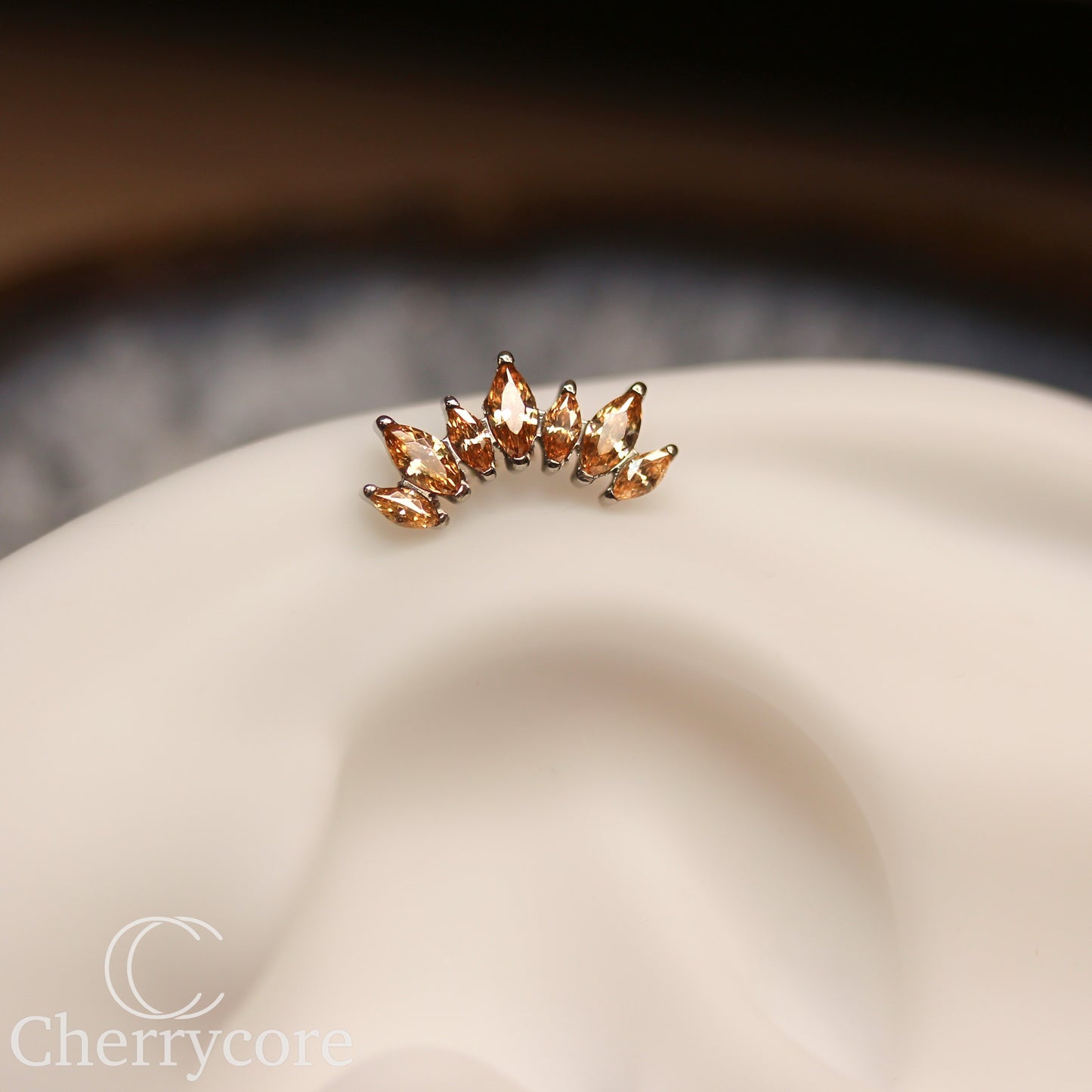 Alternating Marquise Arc -Champange CZ- Threaded attachment