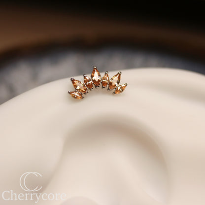 Alternating Marquise Arc -Champange CZ- Threaded attachment