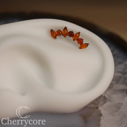 Natural Red Onyx  Marquise Arc- Threaded attachment