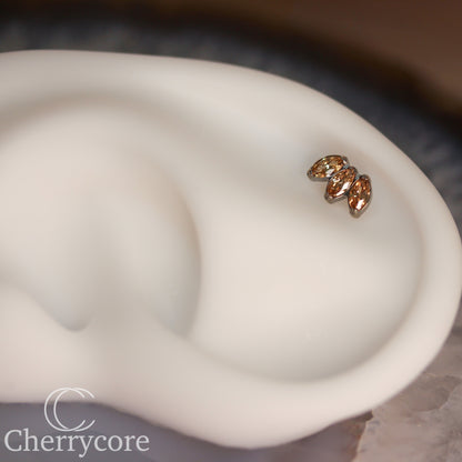 Mini Marquise Fan Champagne CZ - Titanium Threaded Attachment