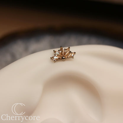 Kite Fan- Titanium-Champange CZ- Threaded attachment