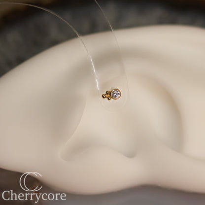 Lab Diamond Bezel Tribead Duo- 14k Yellow Gold- Threadless Attachment