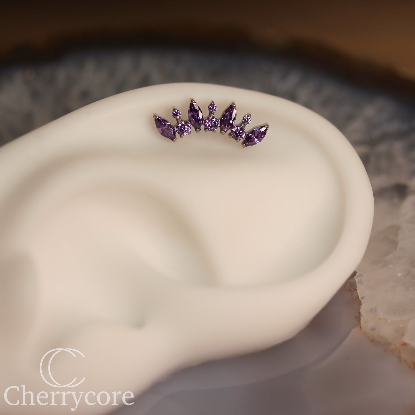 Alternating Marquise & Brilliant Cut Arc  - Amtheyts -CZ- Threaded attachment