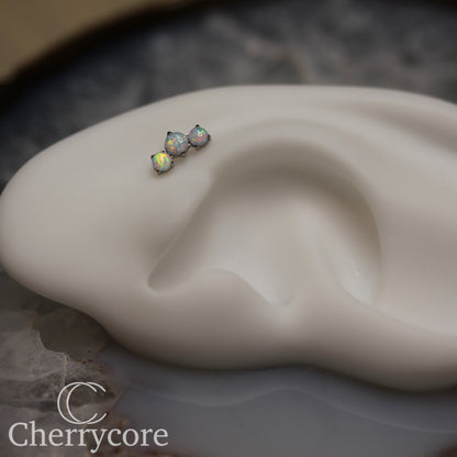 Prong Set White Opal Mini Arc -  Titanium Threaded attachment