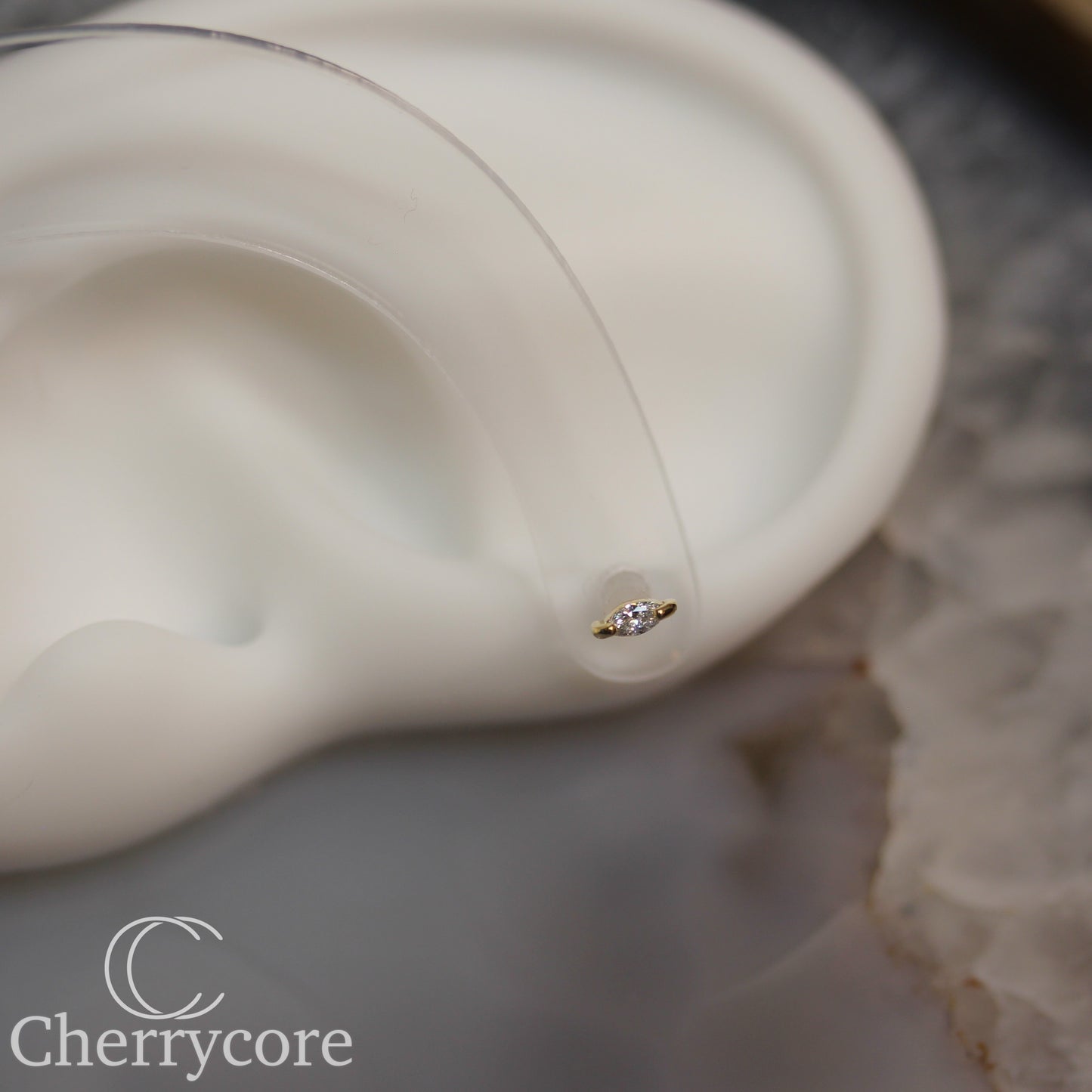 14k Lab Diamond Marquise -Threadless Attachment