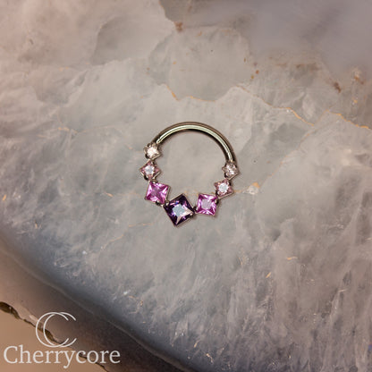 Titanium Pink & Purple Ombre Princess Cut Gem Hinge Ring